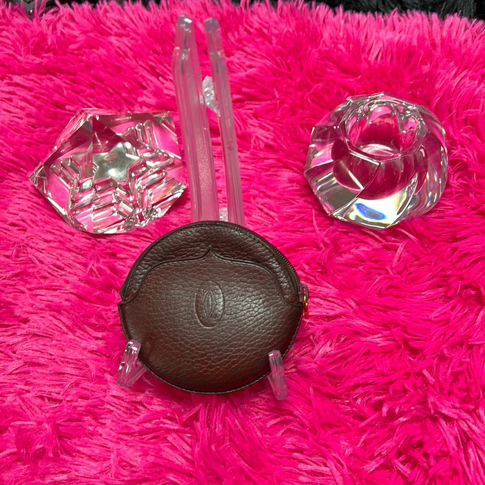 Cartier Bordeaux Leather Round Coin Purse